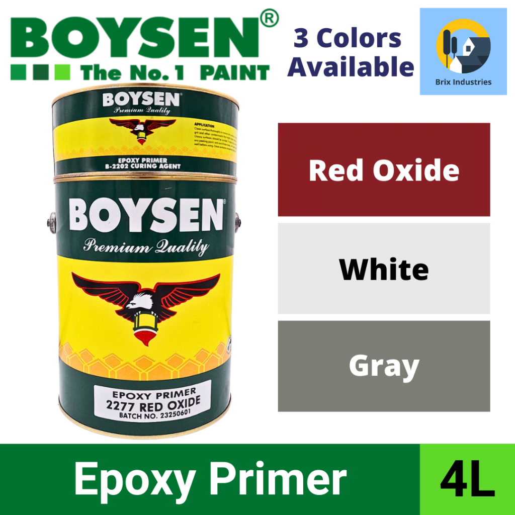 Boysen Epoxy Primer 4 Liters (Gallon) with Curing Agent 3 Colors