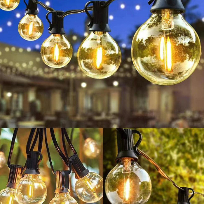10FT/25FT G40 Incandescent Bulbs String Waterproof Indoor/Outdoor Fairy
