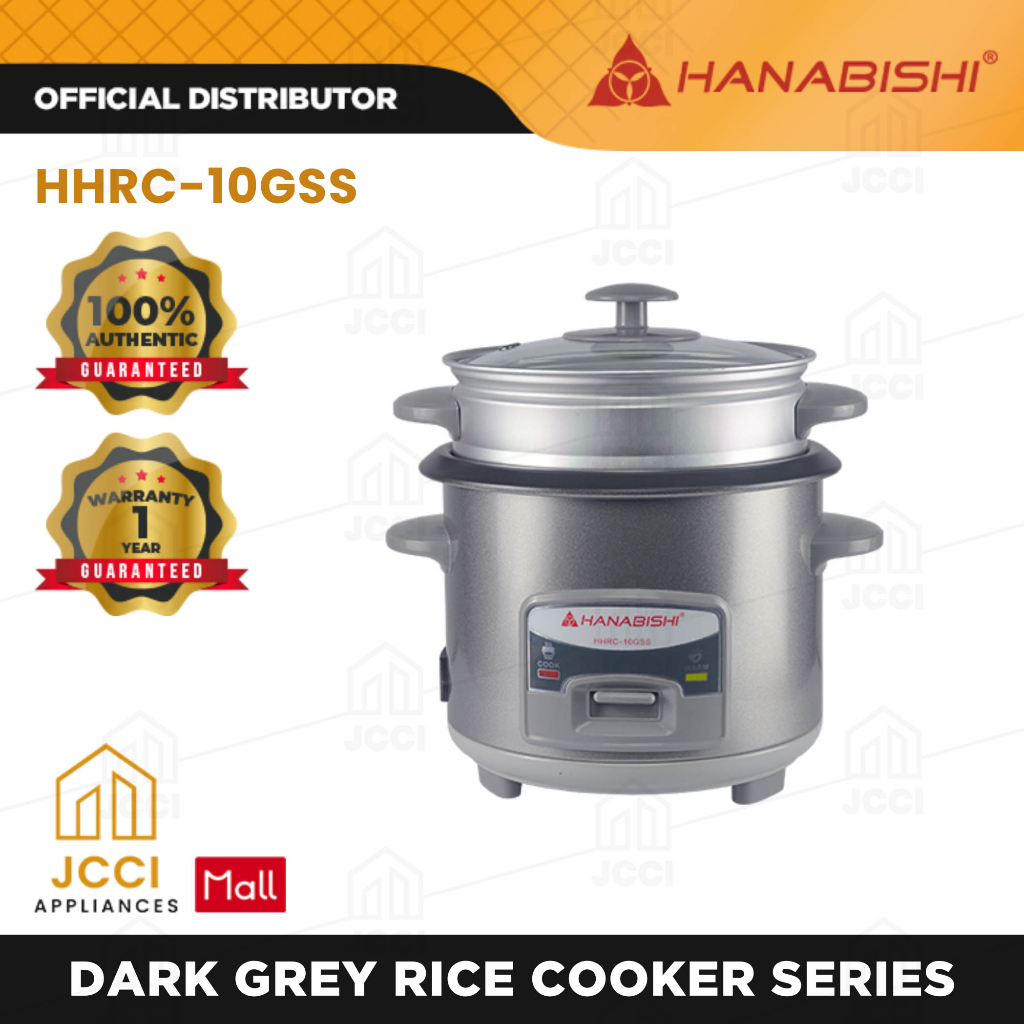 Hanabishi Dark Grey Rice Cooker Series Teflon Glass Cover 5 Cups ...