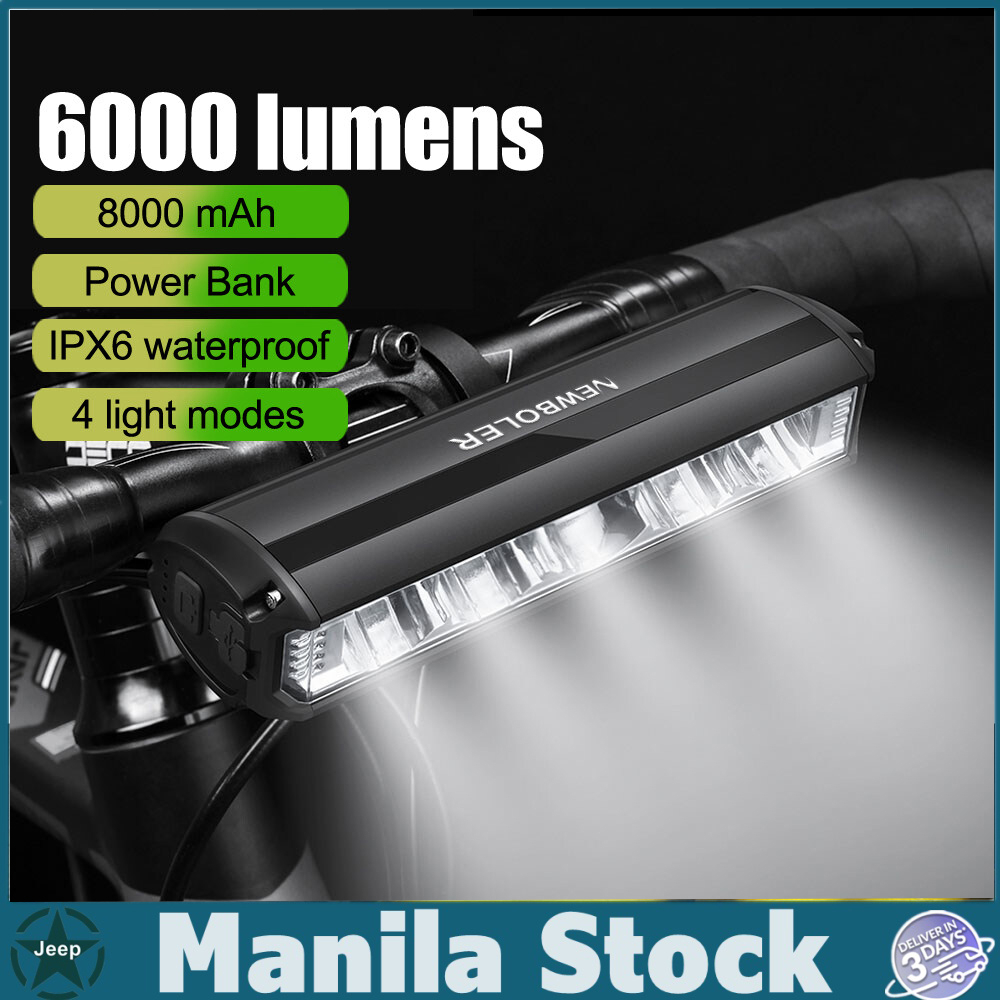 Bike Light 6000 Lumen Rechargeable 8000mAh Bicycle Light Waterproof