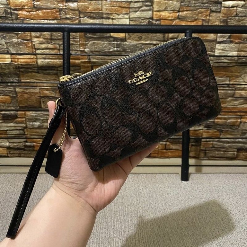 Double zip best sale coach wristlet