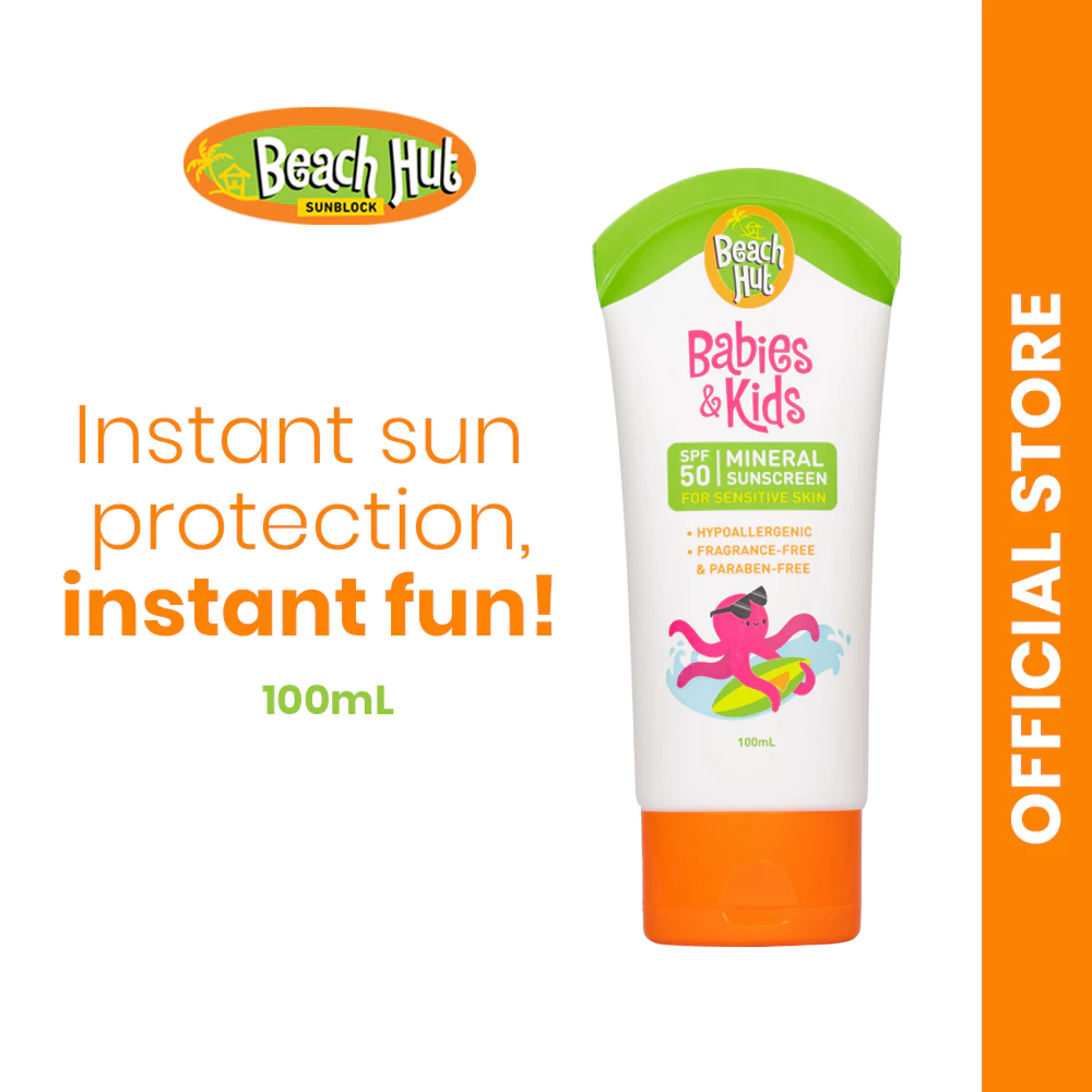 Beach Hut Sunblock Babies & Kids SPF50 Mineral Sunscreen Body Lotion 100mL