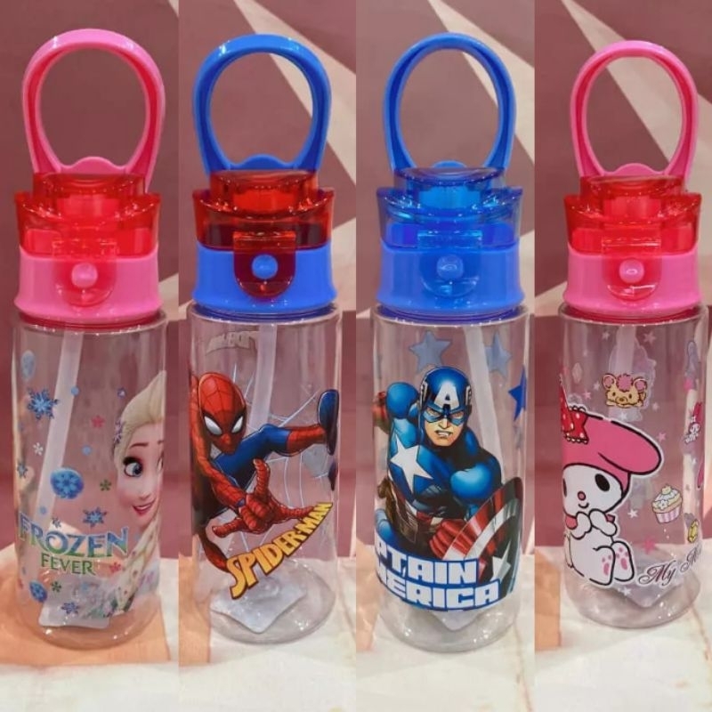 Frozen Elsa Tumbler Transparent Water Bottle Character Spiderman ...