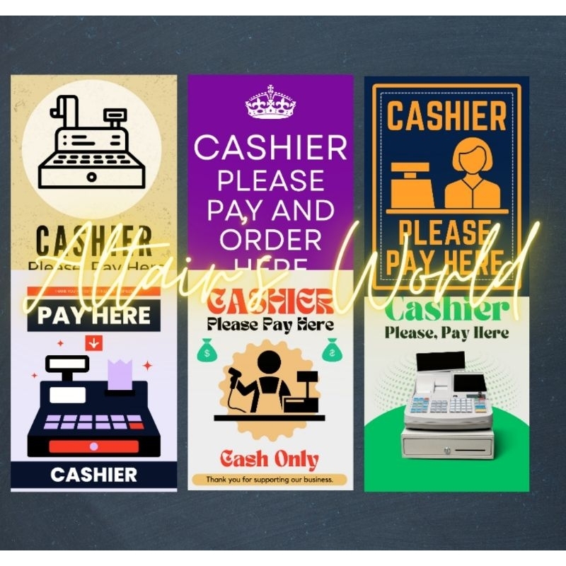 Cashier Signage / Order Here Signage / Pay Here Sign Laminated Signage ...