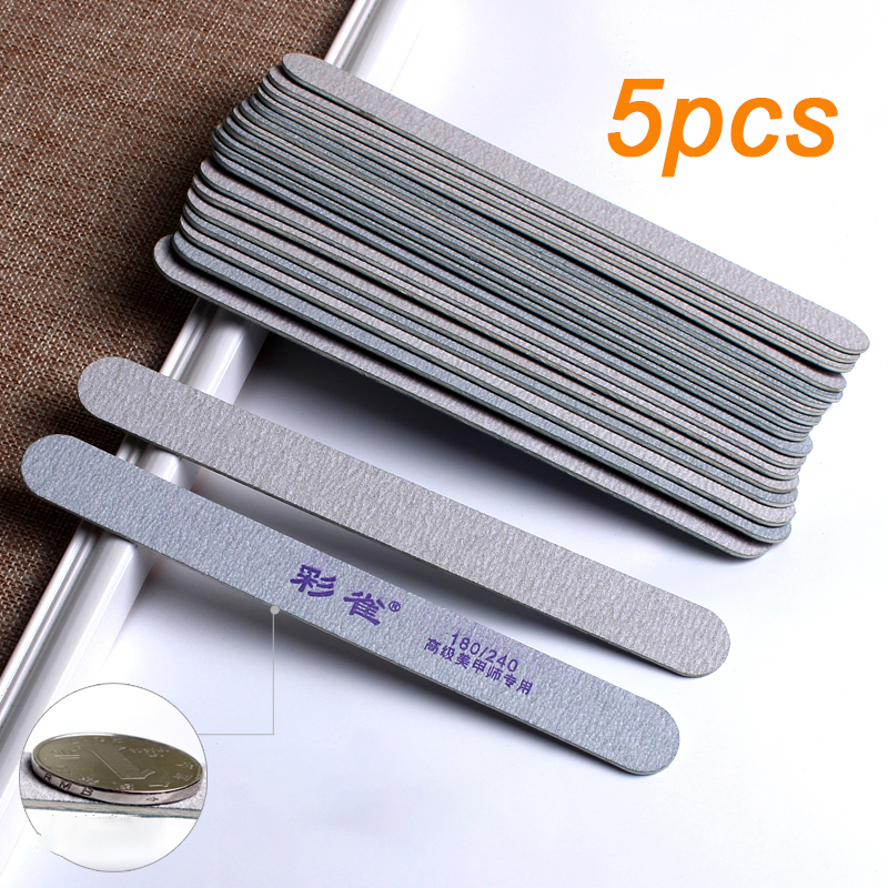 5pcs Thin Wood Nail File Polish Strip Emery Boards Sandpaper Polishing ...