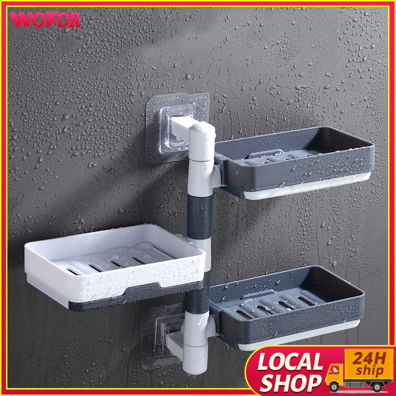 Toilet bathroom soap store rack soap box without drilling two-way ...