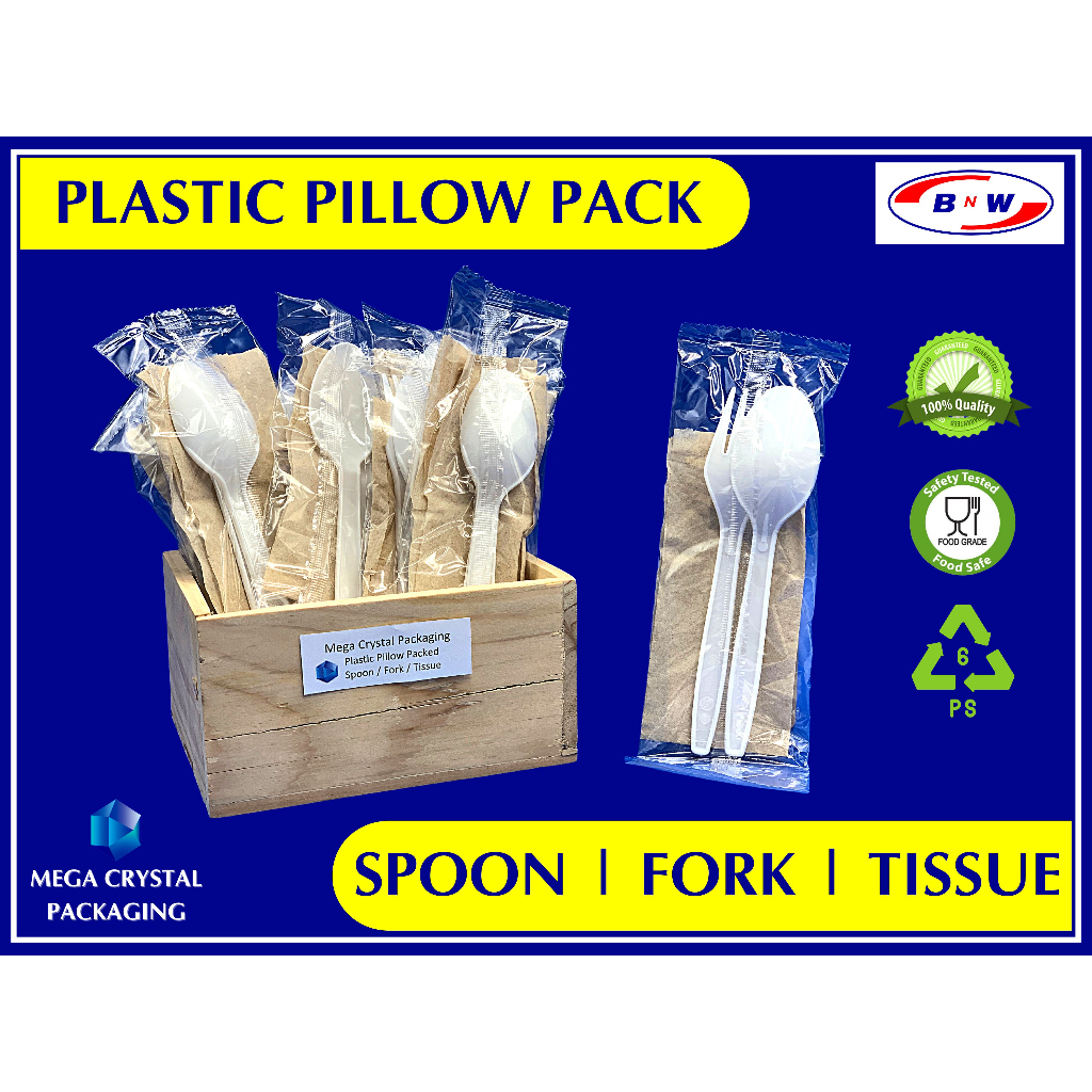 [ 25 Sets ] Pillow Pack Cutlery Set Premium Food Grade Plastic of Spoon