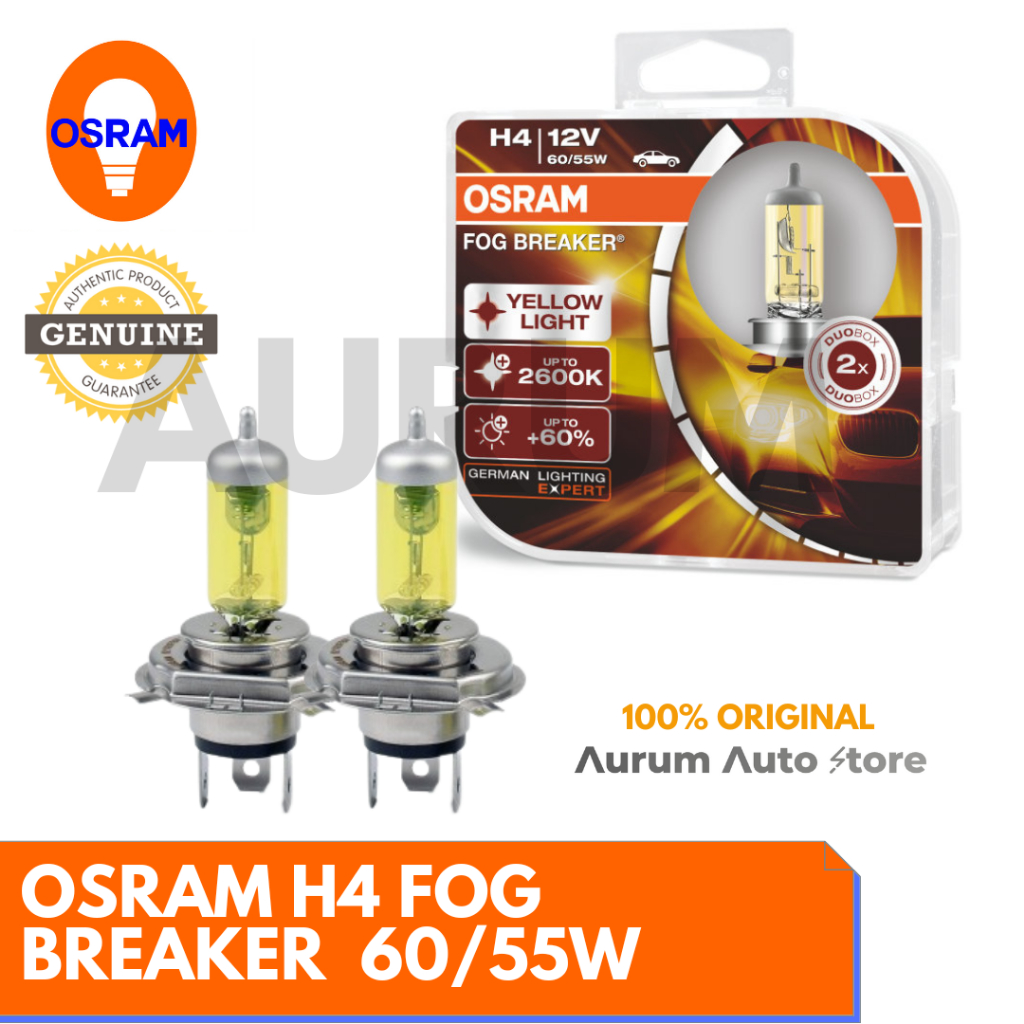 OSRAM Fog Breaker H4 12V 60/55W 2600K (Yellow) Car Bulb Head Lamp ...