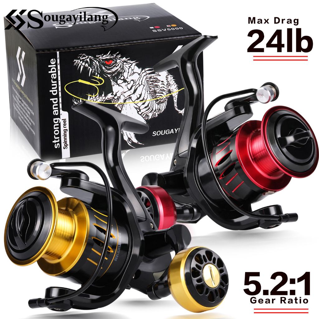 Sougayilang Spinning Fishing Reel 1000-5000 Model 5.2:1 Max Drag 24LB ...
