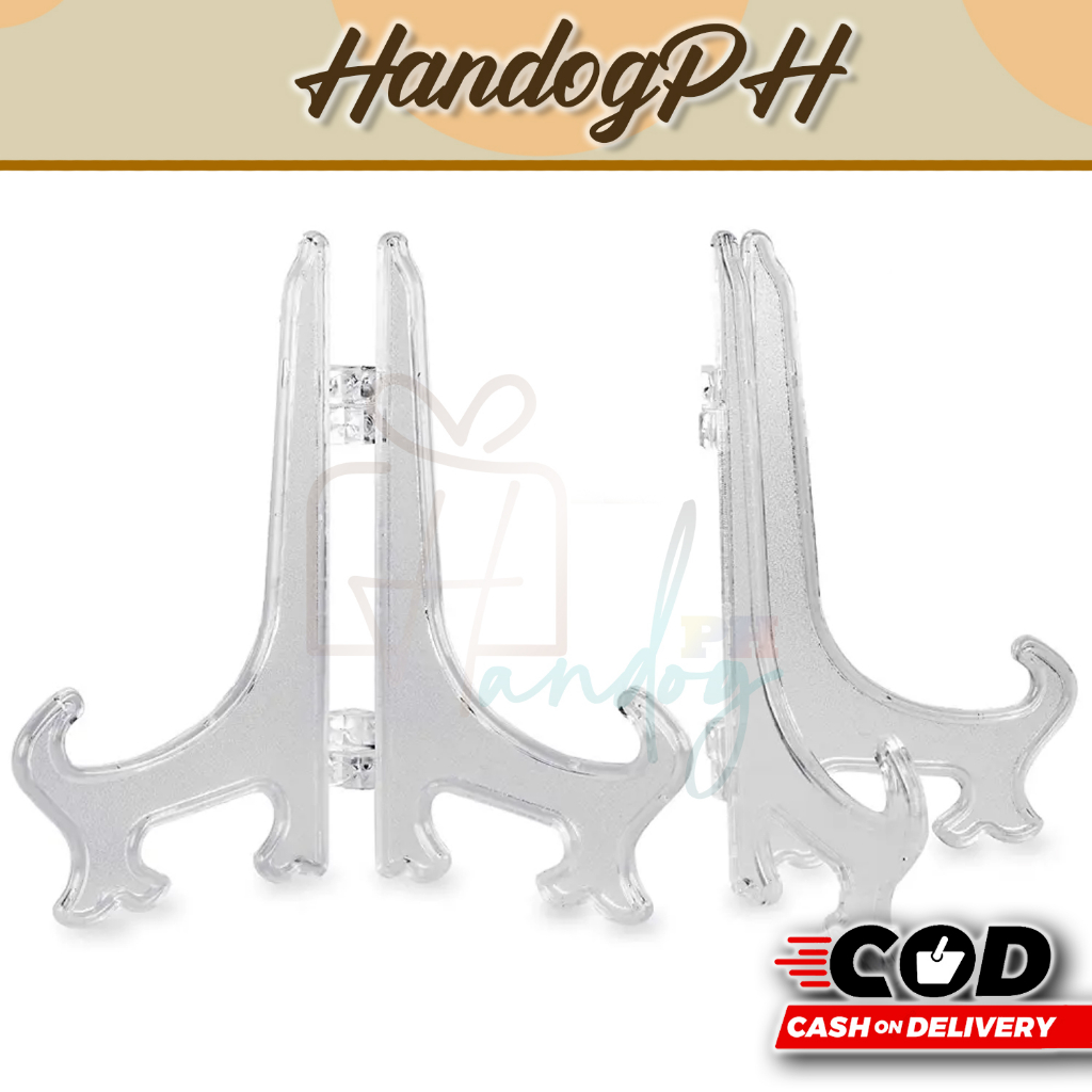 Folding White Clear Plastic Easel Stand for Frames Plates Tablets