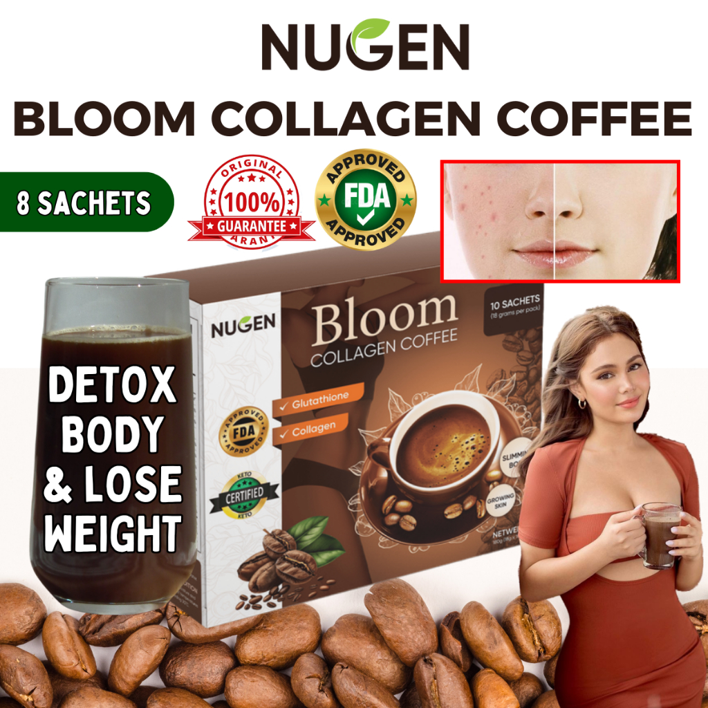 NUGEN Bloom Collagen Coffee collagen drink slimming coffee and whitening with collagen 8 sachets