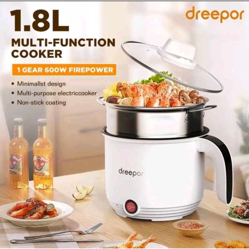 Dreepor 1.8L Mini Rice Cooker Small Multi Electric Hot Pot Cooker Non