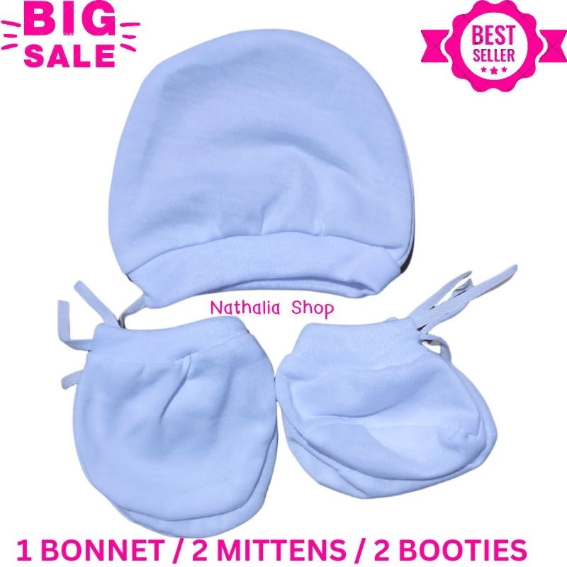 3N1 SET MITTENS AND BOOTIES FOR INFANT WITH LACE'S BABY NEWBORN