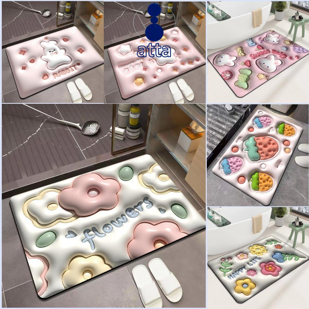 atta 3D Vision Cartoon Rug Non-slip Absorbent Bath Mat Creative Kawaii ...