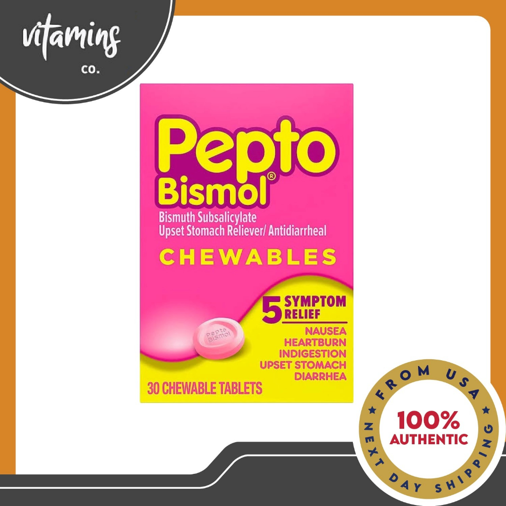 Pepto Bismol Chewable Anti Diarrhea & Upset Stomach Reliever (30 count