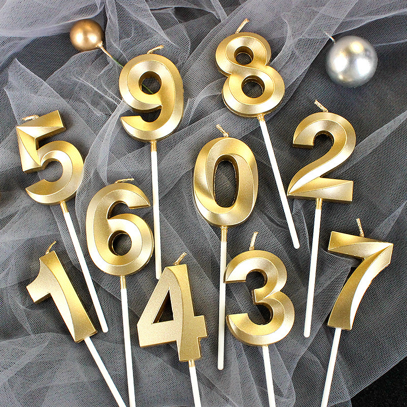 Gold Number Candle for Cake Wedding Anniversary Baby Shower Birthday ...