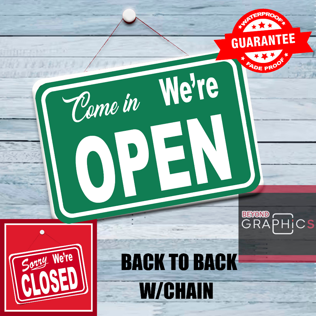 BG Open/Close Sign PVC Metal Sheet Non-Fade Waterproof Back to Back ...