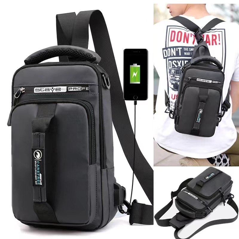 Men's USB Charging Chest Bag