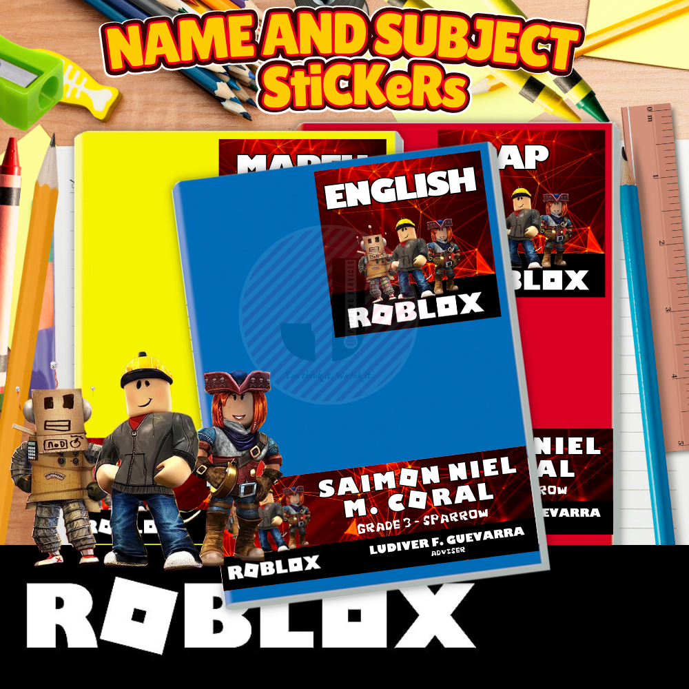 ROBLOX Design NAME AND SUBJECT NOTEBOOK STICKER LABELS | Shopee Philippines