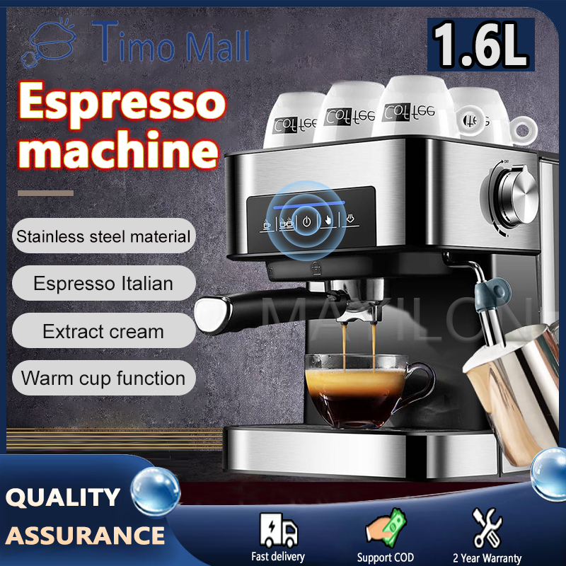 1.6L Italian Style Espresso Machine Stainless Steel Commercial Coffee