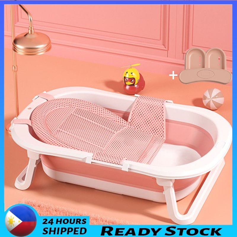Folding Baby Bathing Tubs With Rabbit Ears and Bath Net Portable Baby
