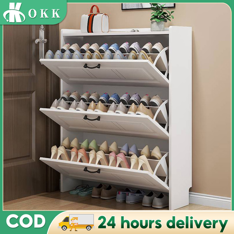 Shoe Cabinet Wood Flip Shoe Cabine Storage Shoe Rack Organize Large ...