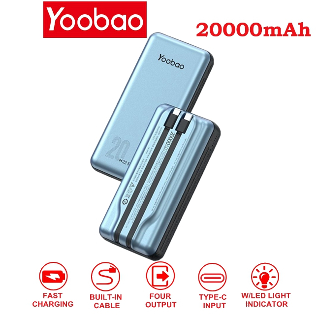 Yoobao LC6 20000mAh 74Wh PD 20W Built-in Cable Multi-functional Li ...