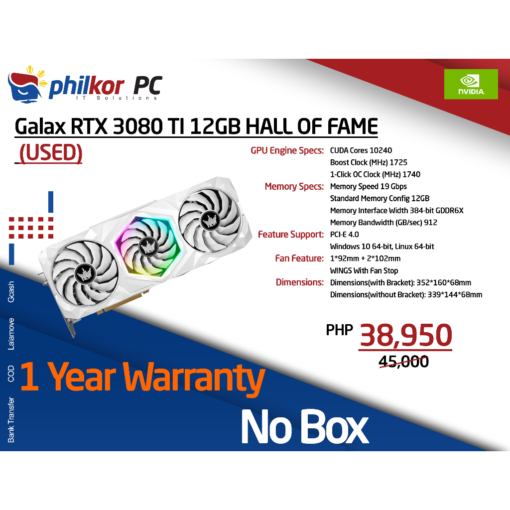 Galax RTX 3080 TI 12GB HALL OF FAME (USED) Graphics Cards | Shopee ...