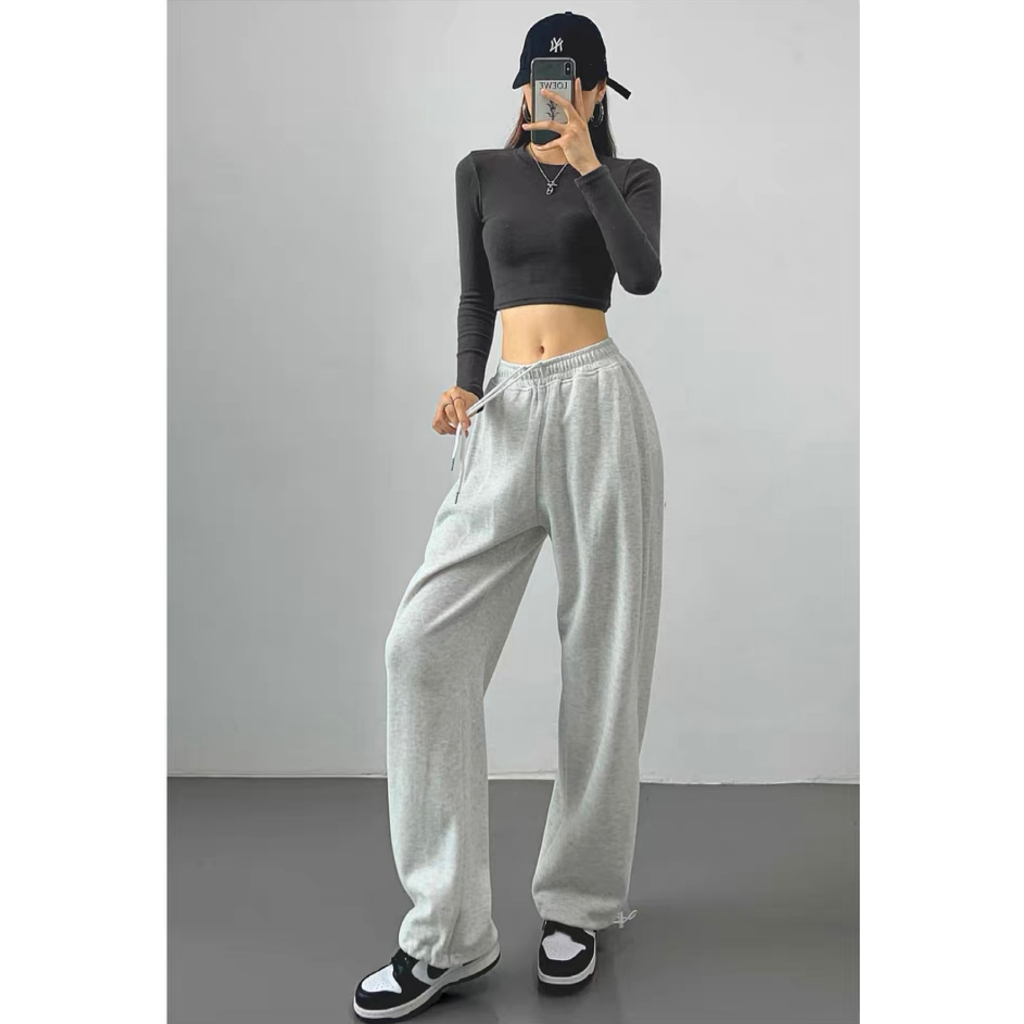 ACHS Unisex Plain Cotton Jogger Pants Women's Sweatpants Trousers