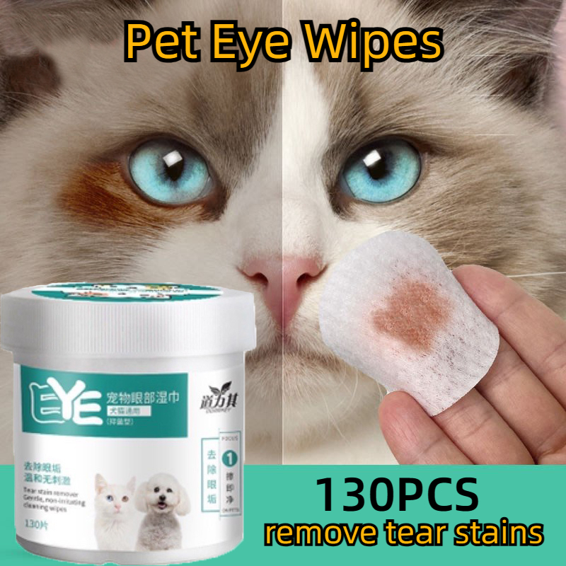 130PCS/Box Pet Eye Wet Wipes Cat Dog Tear Stain Remover Pet Cleaning ...