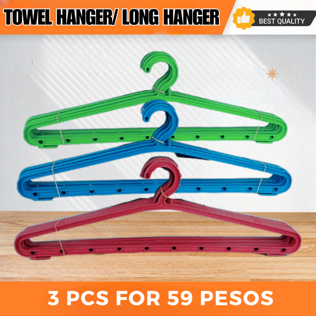 3 pieces set of Towel Hanger 24 inches CLASS A Plastic Long Big Hanger Random Color
