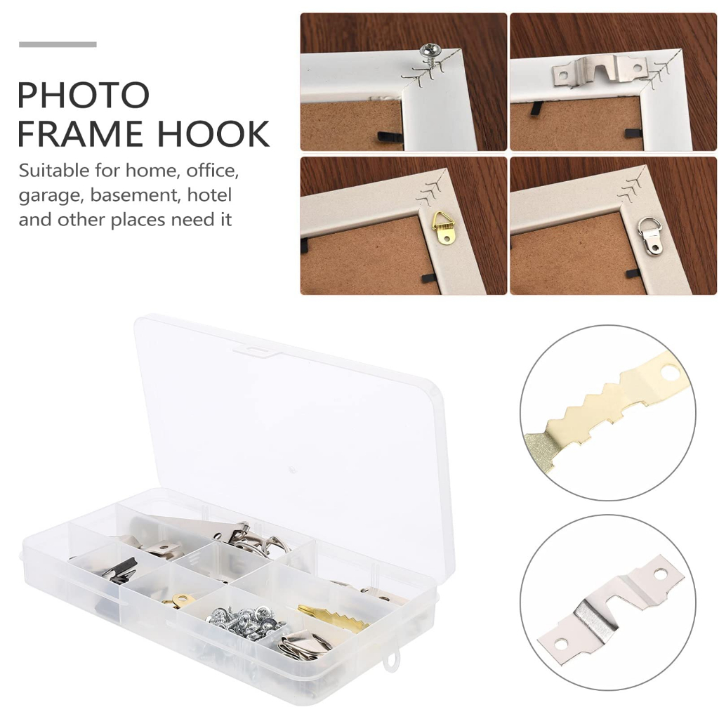 Metal Picture Frame Hooks Kit Photo Frame D Ring Hook Oil Painting ...