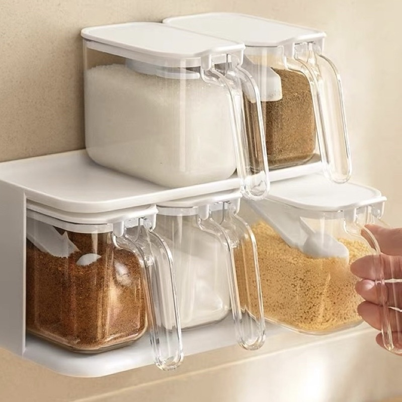 Condiments Container Kitchen Seasoning Jar Seasoning Box Wall-mounted ...