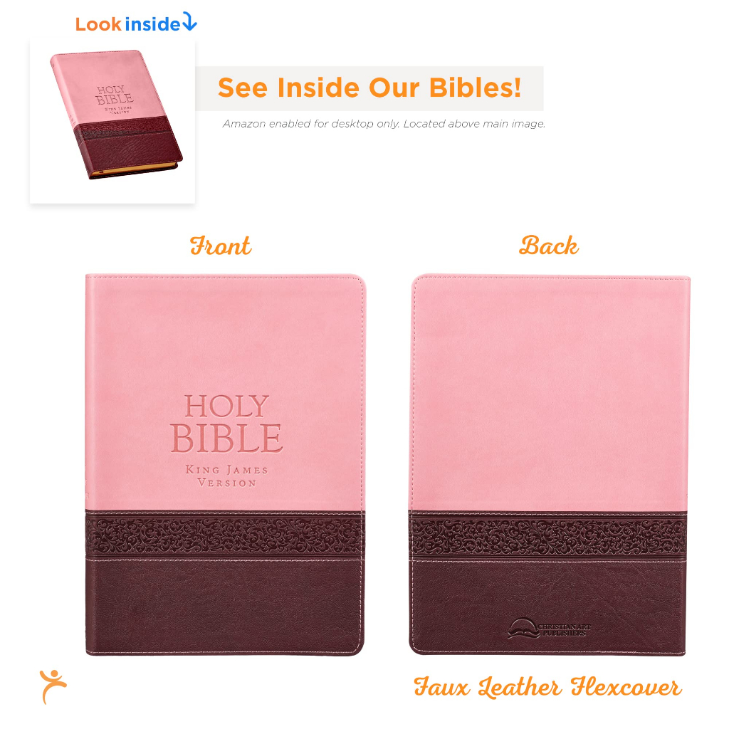 KJV057 - King James Version (KJV) - Pink and Brown Large Print Faux ...