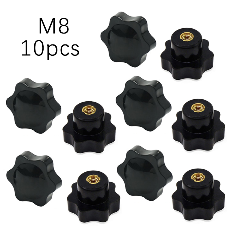 10Pcs M8 Star Knob Clamping Handle Brass Female Threaded Handle Screw