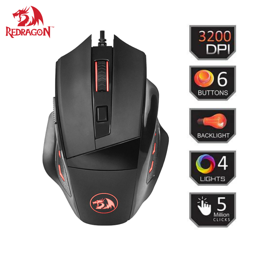 Red Dragon Mouse M609 Phaser USB Gaming Mouse Wired 3200 DPI Omron