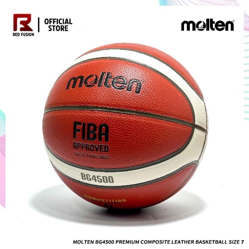Ballon Basket Molten BG4500 – Taille 7, Cuir Composite, FIBA, Orange/ivoire