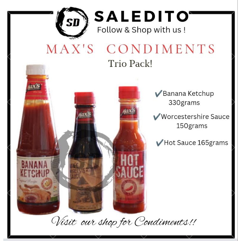 Max's Condiments Trio/Worcestershire sauce, Banana Ketchup, Hot Sauce