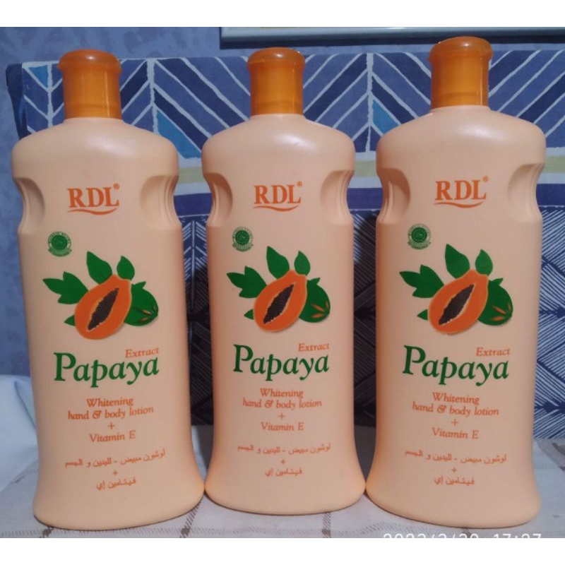 RDL Papaya whitening hand & body lotion + Vitamin E 600ml per pc