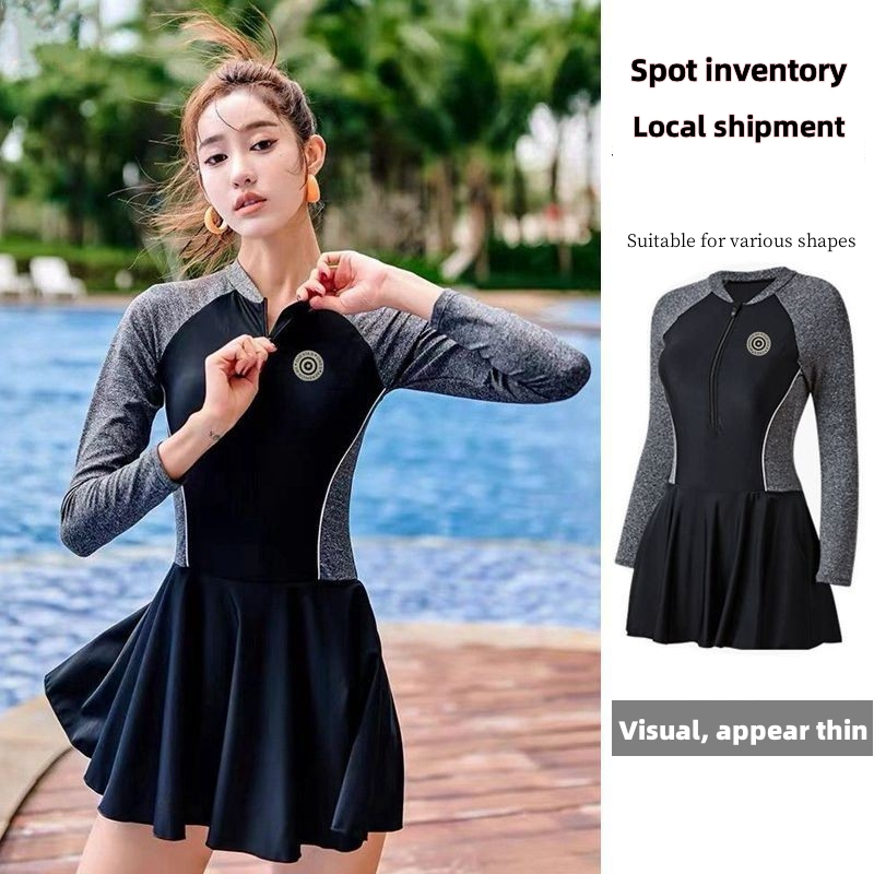 New style Swimwear Women's One Piece Top Swimwear Conservative Large Stretch Slim Swimwear Skirt