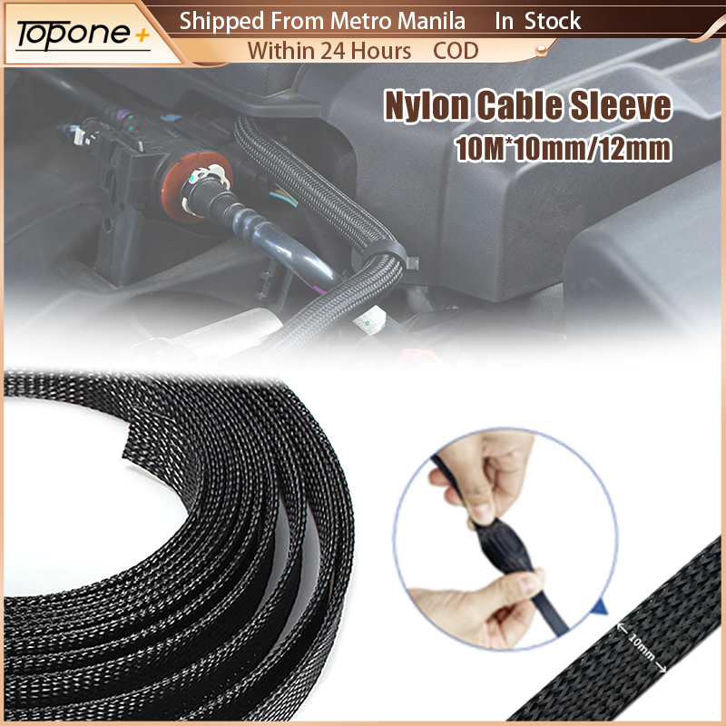 10 Meter Black Nylon Braided Cable Sleeve Expandable PET Wire Cable ...