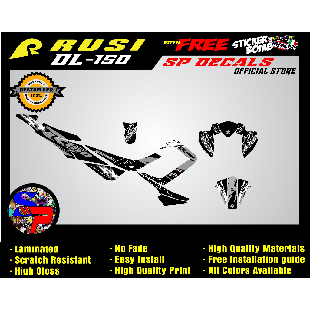 RUSI DL-150 New Sticker Decals (you can request any design and color ...