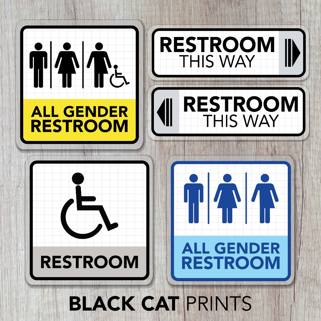 All Gender and PWD Restroom Signs / Laminated Signages / Sign Boards