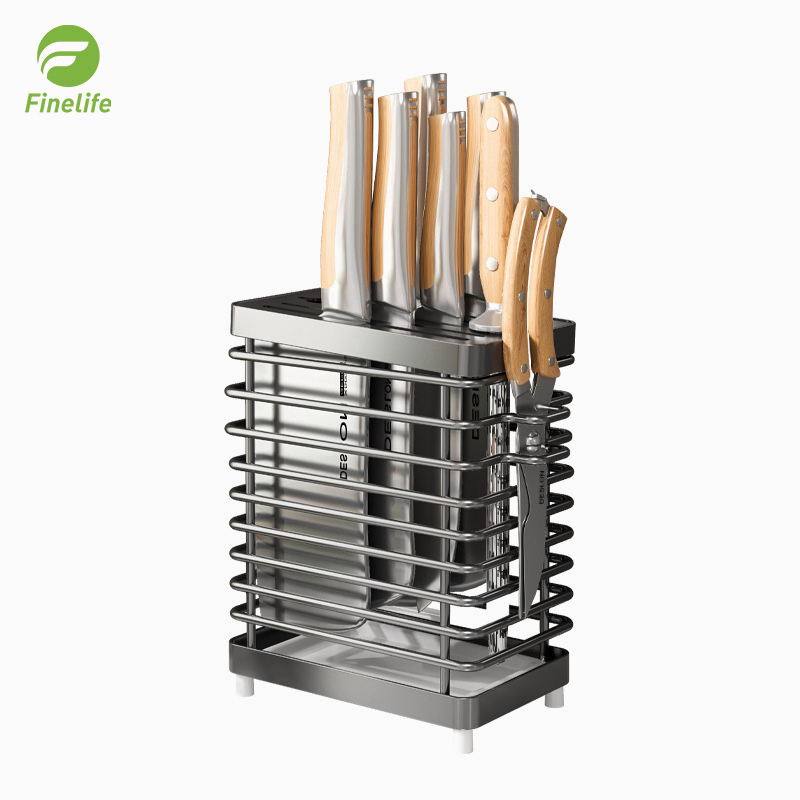Finelife 304 Stainless Steel Knife Holder Storage Rack Knife Chopsticks ...