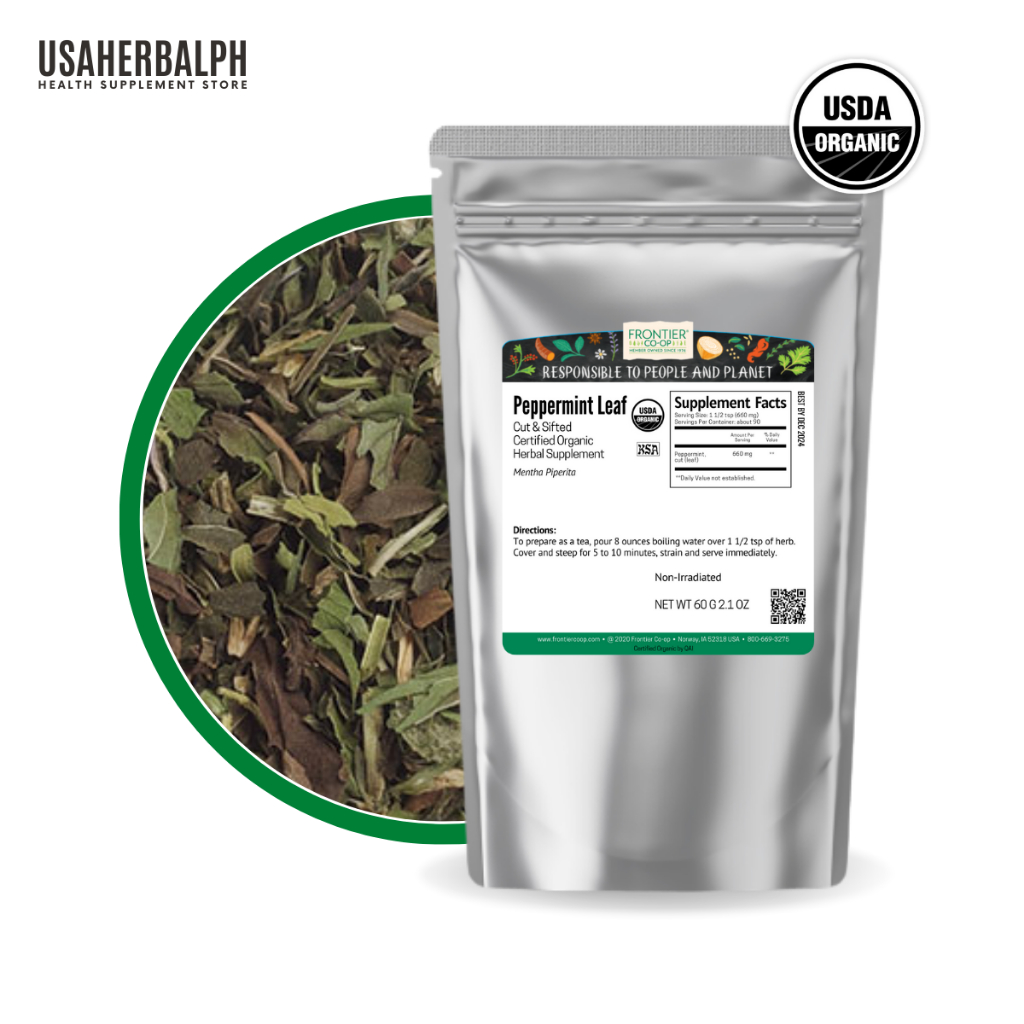 Organic Peppermint Herbal Loose Leaf Tea, for Fat Weight Loss, Slimming