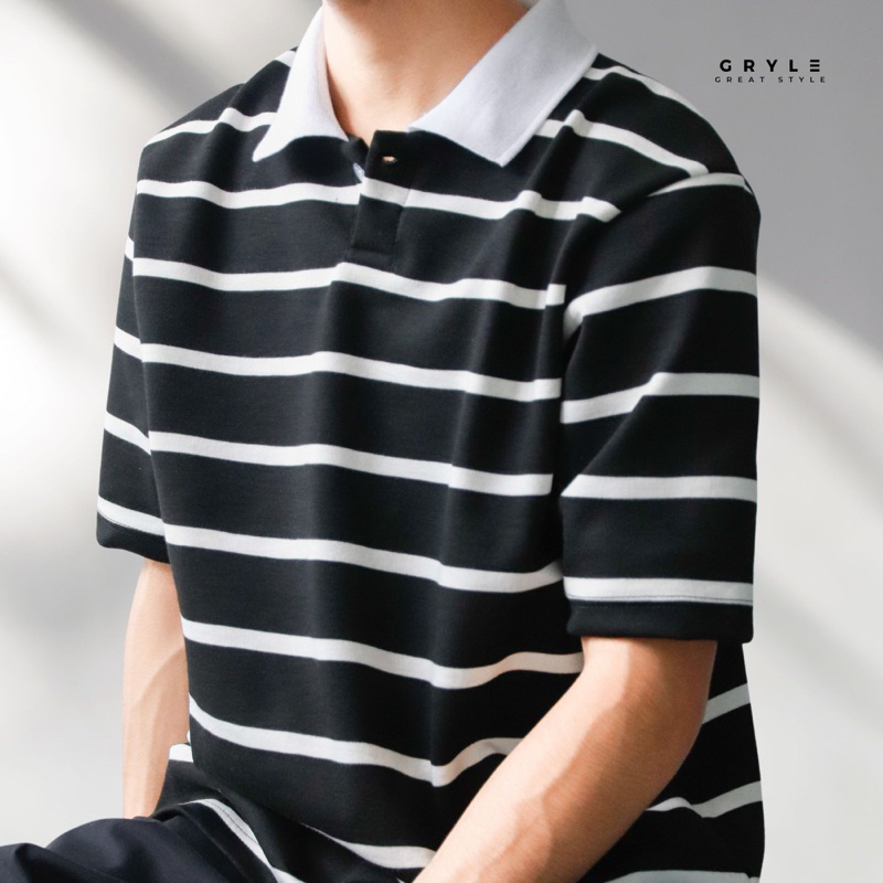 Contrast Striped Boxy Polo Shirt | Gryle Men’s Apparel | Shopee Philippines