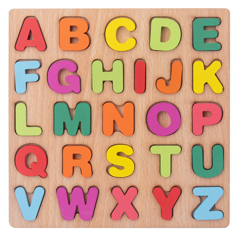 26 ABC Alphabet Digital Puzzle Wooden Toys Kid Number Letter shape ...