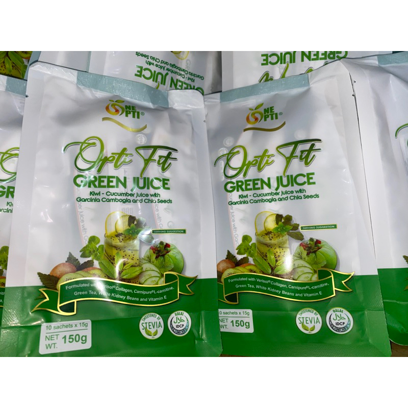 OPTI FIT GREEN JUICE 10 SACHETS(KIWI CUCUMBER WITH GARCINIA CAMBOGIA ...