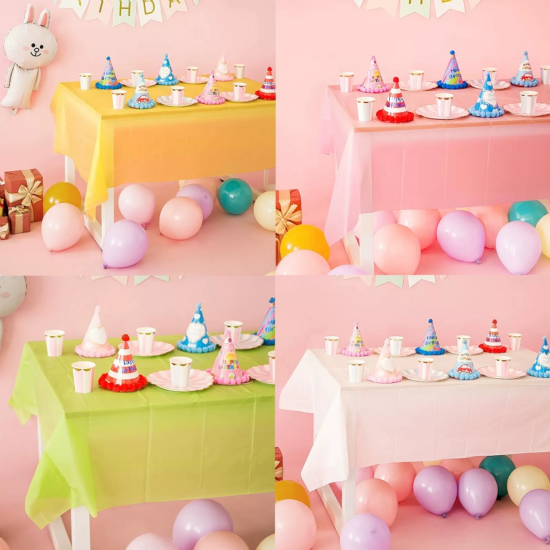 Disposable Tablecloth for Party Rectangular Plain Color PE Plastic