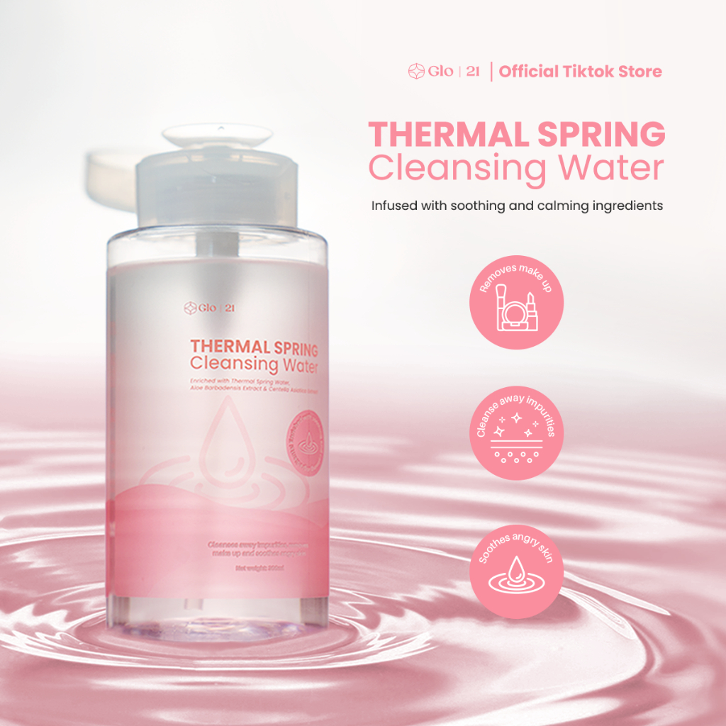 GLO21 Thermal Spring Cleansing Water For Sensitive Skin, Acne Prone